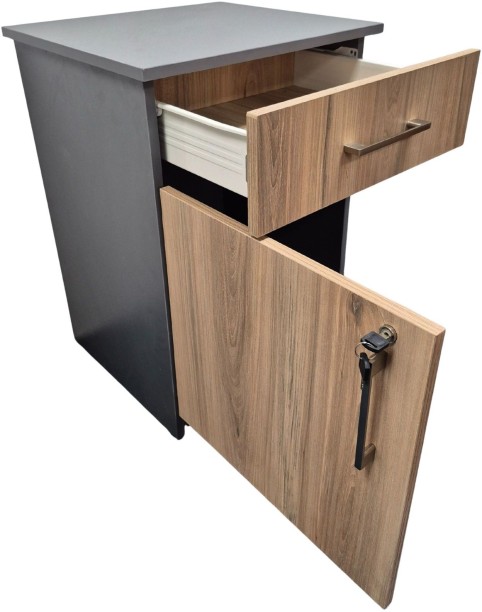 Flatpack DIY Cambridge 1 Door, 1 Drawer Pedestal - Sahara & Storm Grey Office Table - Image 4