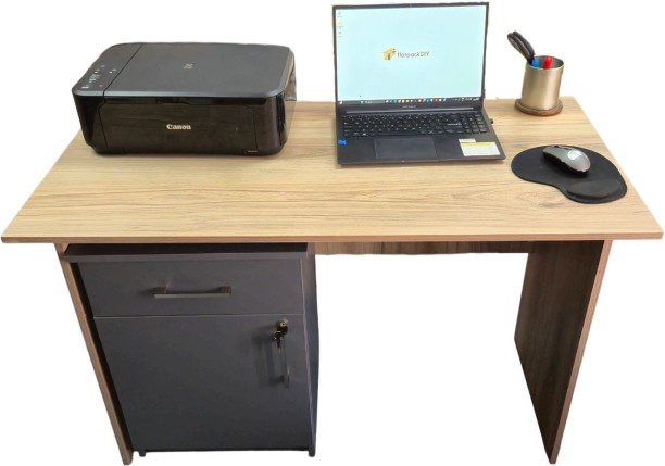 Flatpack DIY Cambridge 1 Door, 1 Drawer Pedestal - Storm Grey Office Table - Image 5