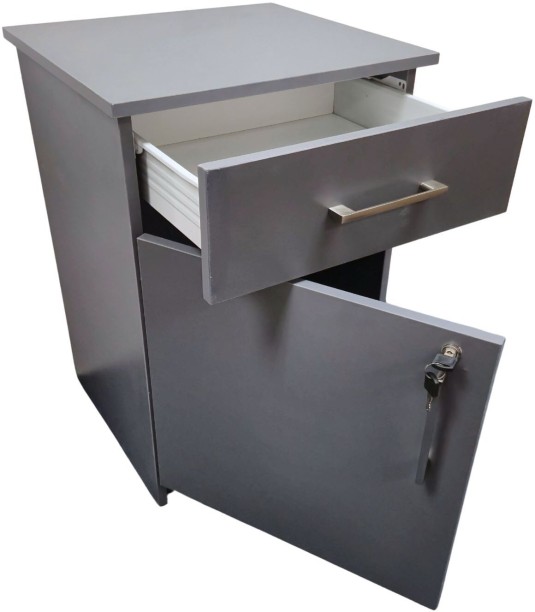 Flatpack DIY Cambridge 1 Door, 1 Drawer Pedestal - Storm Grey Office Table - Image 2