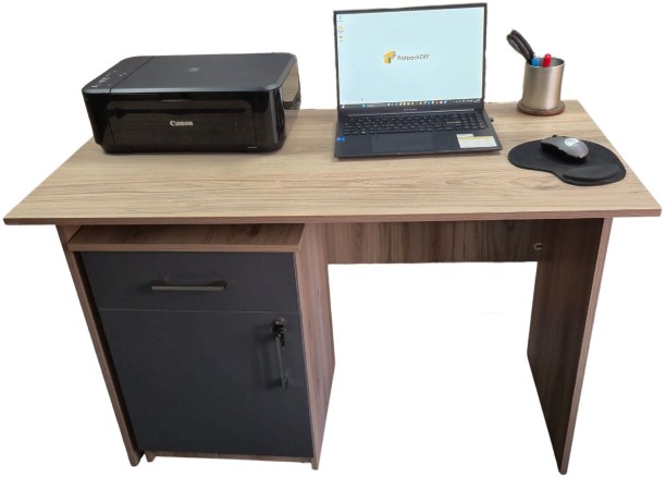 Flatpack DIY Cambridge 1 Door, 1 Drawer Pedestal - Storm Grey & Sahara Office Table - Image 5