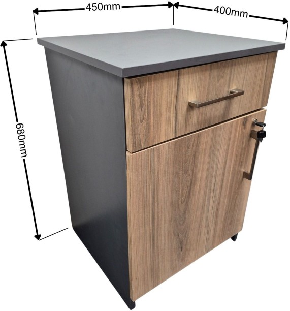 Flatpack DIY Cambridge 1 Door, 1 Drawer Pedestal - Sahara & Storm Grey Office Table - Image 3