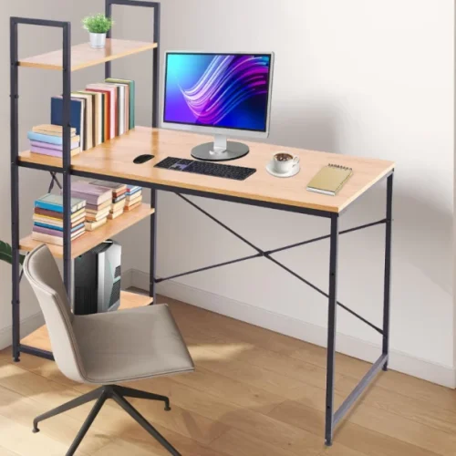 VIVIDITTO Computer Desk Study Writing Table Multipurpose Table – Brown