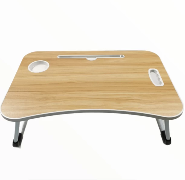 No Brand All-purpose Foldable Laptop Desk Bed Tray With Tablet Slot Study Table – brown