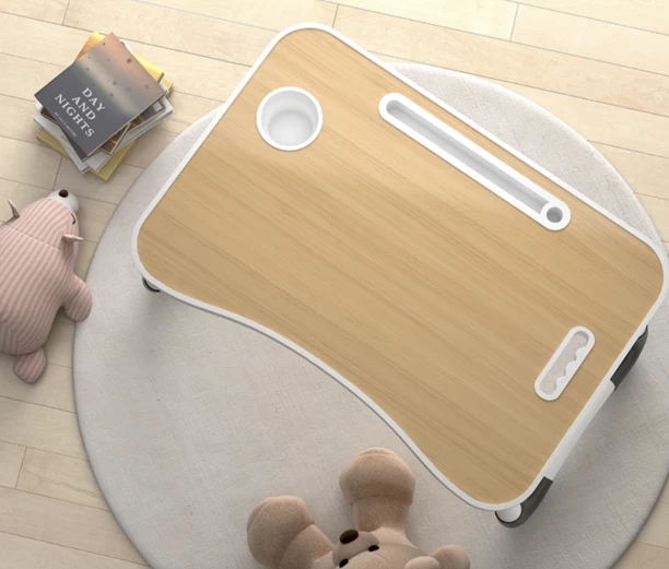 No Brand All-purpose Foldable Laptop Desk Bed Tray With Tablet Slot Study Table – brown - Image 2