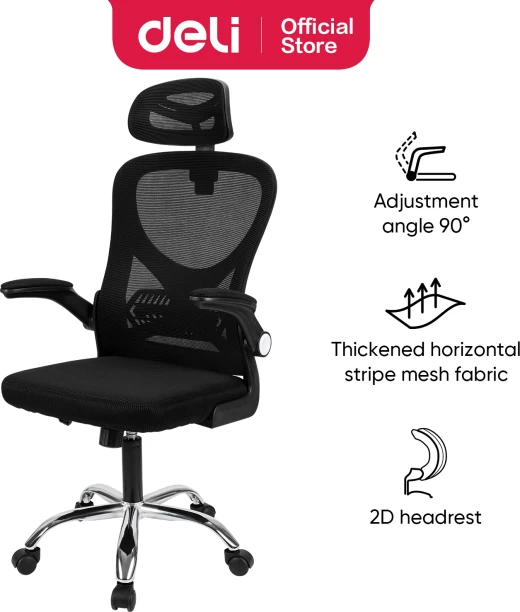 Deli Stationery Office Chair E4930 Office Adjustable Arm Chair – Black