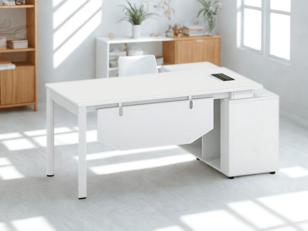 SMTE 1.6M 1614 Executive L-Shape Office Desk Office Table – White - Image 2