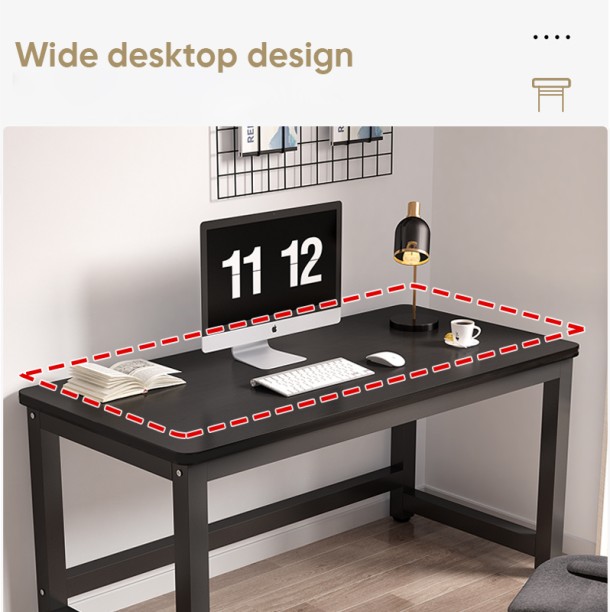 Deli Stationery Deli Study Office Desk 100cm*60cm with Thicker Plates Black Multipurpose Table - Image 2