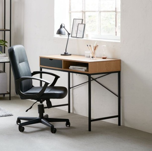 VIVIDITTO Home Office Desk With Storage Office Table – OAK - Image 2