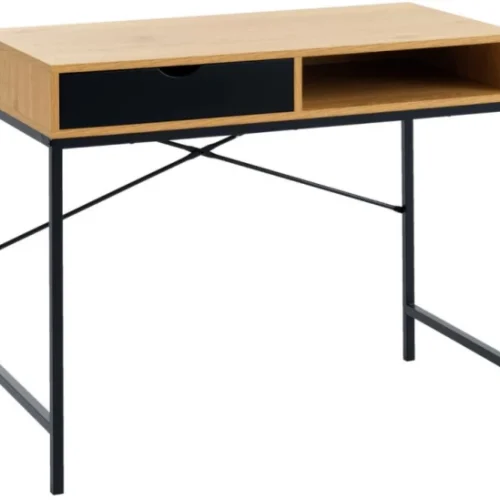 VIVIDITTO Home Office Desk With Storage Office Table – OAK