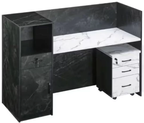 HOD Sona Modern Contrast 1.8m Reception Desk Office Table – Black, White - Image 2
