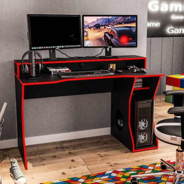 Desk Freemont Black and Red 4543 Multipurpose Table – black, red - Image 3