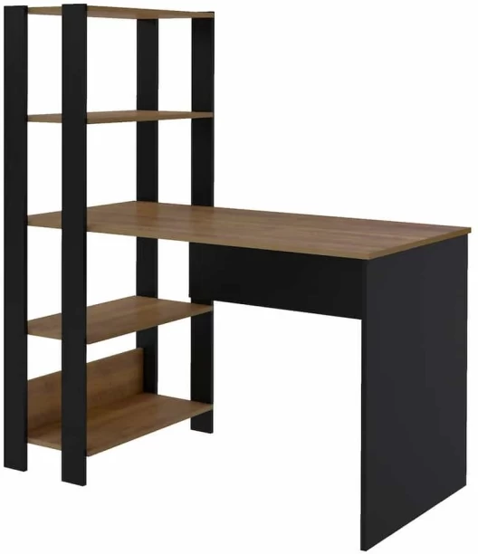 Charms Rustic Black Study & Work Desk with Shelves Multipurpose Table – Black, Rustic