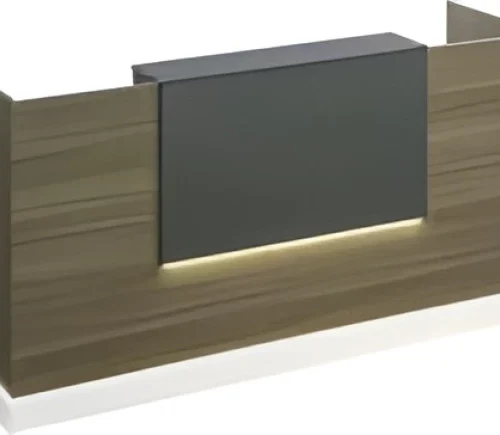 SMTE Modern Wooden Reception Desk Office Table – Dark Brown