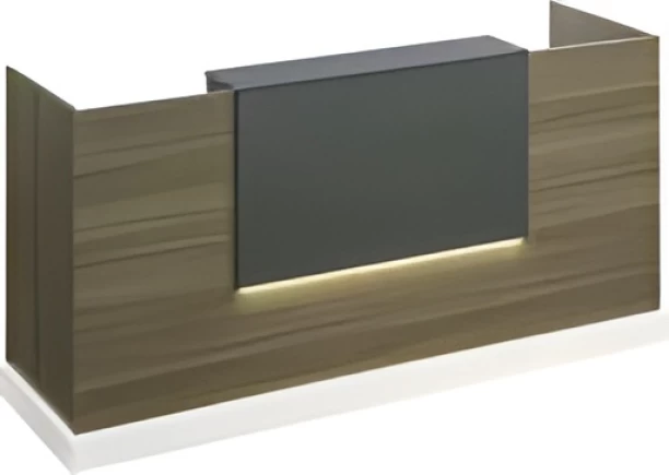 SMTE Modern Wooden Reception Desk Office Table – Dark Brown