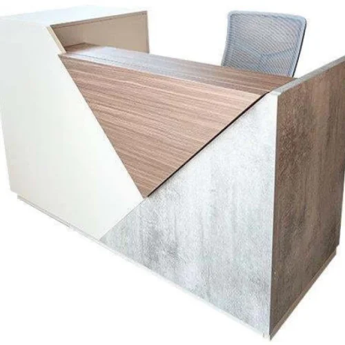 SMTE Modern Reception Desk Counter Office Table – White, Chair Included