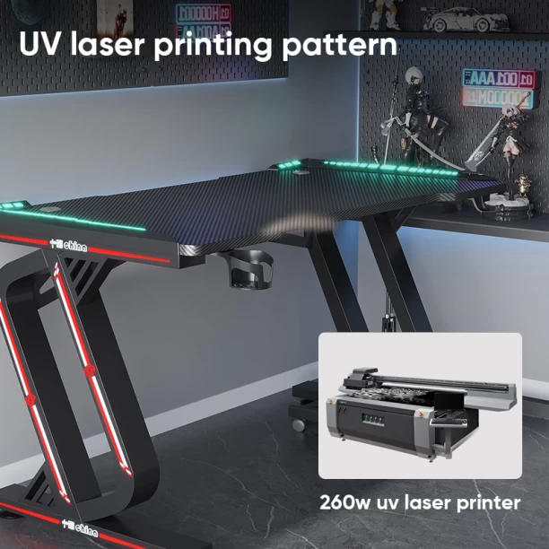 Deli Gaming Table With RGB Lights Multipurpose Table – Black - Image 3