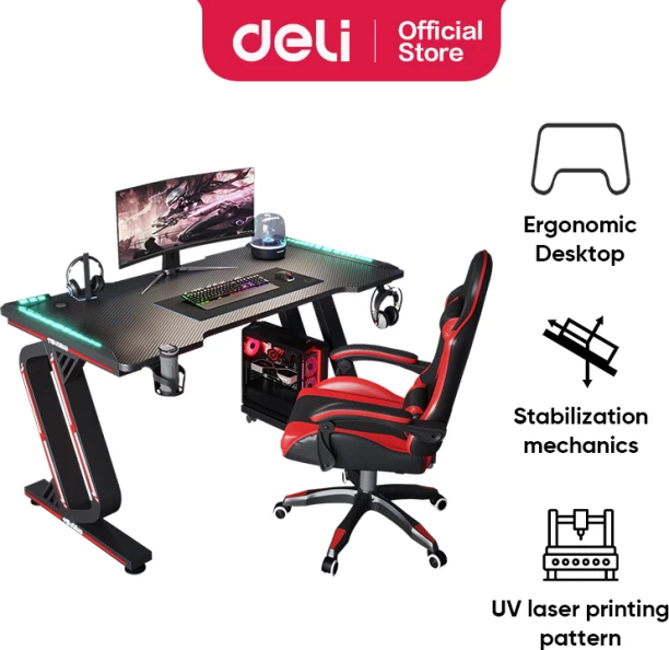 Deli Gaming Table With RGB Lights Multipurpose Table – Black