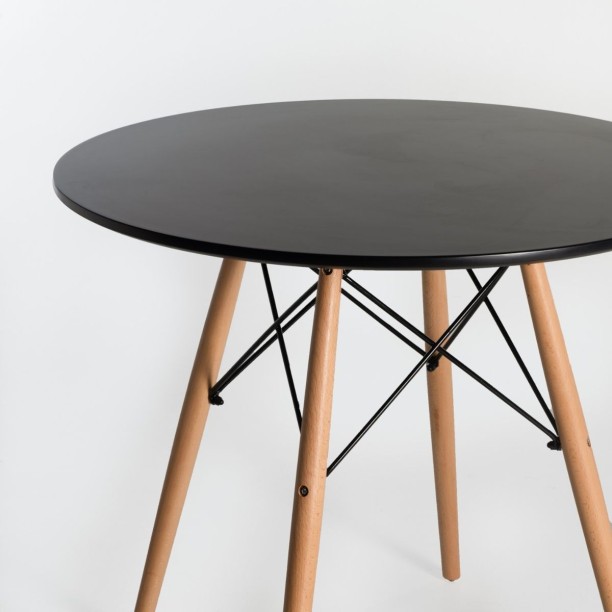 SMTE Wooden Leg Coffee Table Study Table – Black - Image 2