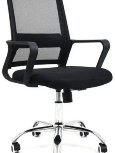 SMTE Adjustable Height Office Chair Ergonomic Mesh Swivel Chair Steel base Office Adjustable Arm Chair – Black