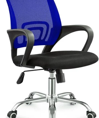 TOCC Zippy Netting Back Typist Office Chair with Chrome Base Office Conference Chair – Blue and Black
