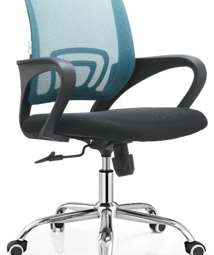 TOCC Zippy Netting Back Typist Office Chair with Chrome Base Office Conference Chair – Turquoise and Black