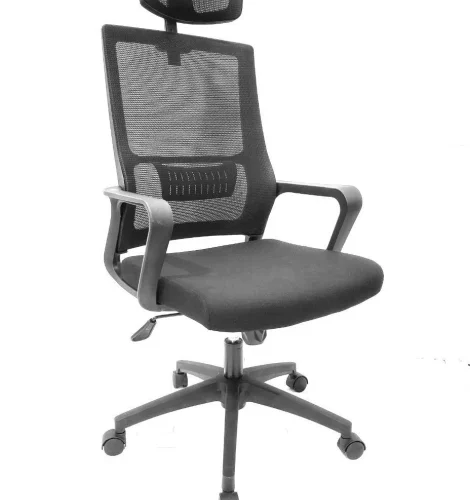 TOCC Lucio Mesh Back Office Chair with Headrest Office Conference Chair – Black
