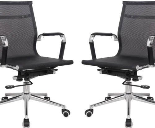 TOCC Medium Back Netting Office Chairs-Set of 2 Office Executive Chair – Black