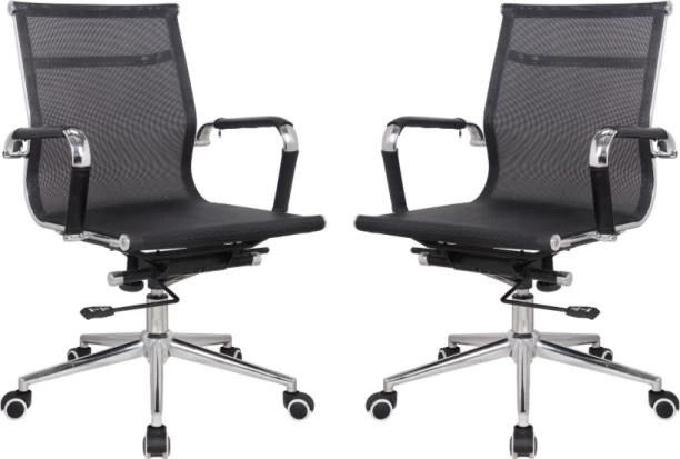 TOCC Medium Back Netting Office Chairs-Set of 2 Office Executive Chair – Black