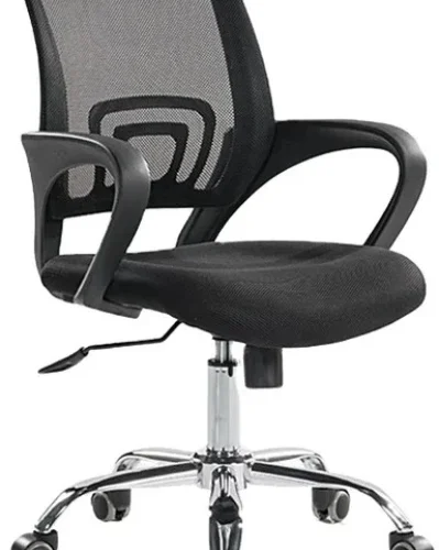 Eay Eay Thing Zippy Netting Back Typist Office Chair with Chrome Base Office Adjustable Arm Chair – Black