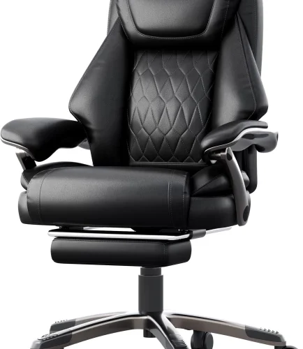 BEST HOME AND LIFE Leather Office Chair with Armrest Ergonomics Executive Chair Office Executive Chair – Black