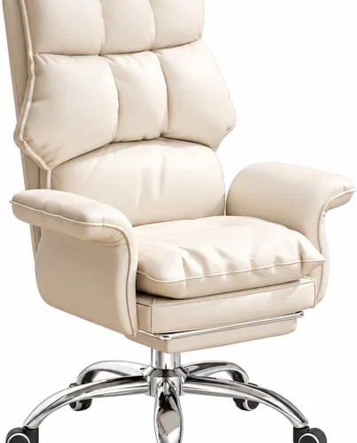 Eay Eaything Madala Padded Executive Office Chair With Foot Rest High Back Chair – White