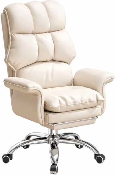 Eay Eaything Madala Padded Executive Office Chair With Foot Rest High Back Chair – White