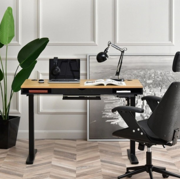 VIIDITTO Ergonomic Electric Standing Desk Multipurpose Table – black / oak - Image 2
