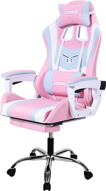 Power Gaming chair Office Adjustable Arm Chair – Pink white