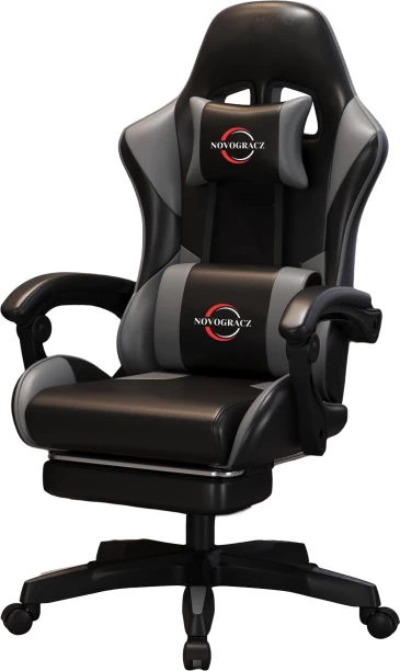 Novogracz RAPTOR - Elite Gaming Chair - Jet Black with GREY Trim Office Executive Chair
