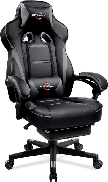 Novogracz STEALTH Elite Gaming Chair - Grey Office Executive Chair – Black and Grey