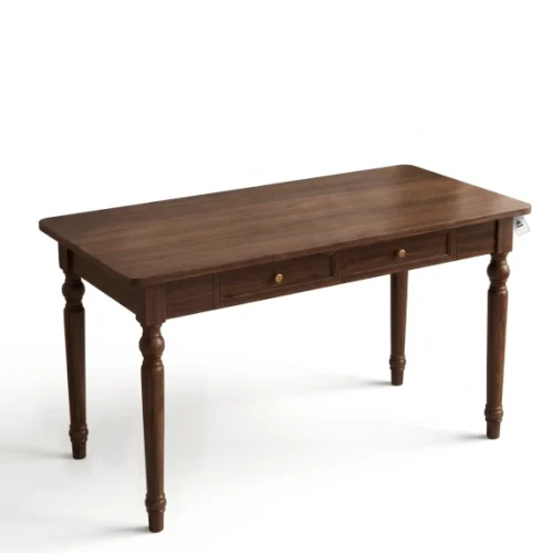 Topika Wood Office Desk With 2 Drawers, Walnut Solid Wood Table Study Table β Brown