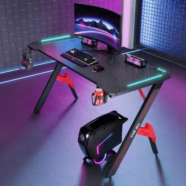 GameTech Gaming LED Study Table – Black - Image 2