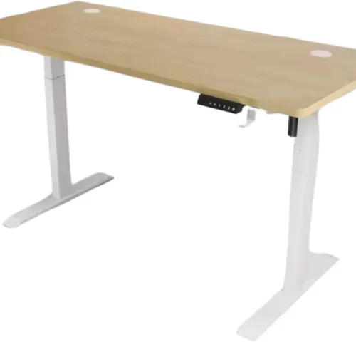 GameTech Height Adjustable Electronic Standing Office Table – Oak White