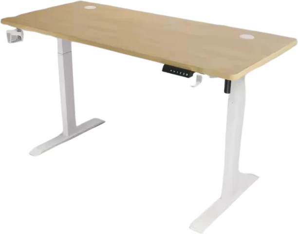 GameTech Height Adjustable Electronic Standing Office Table – Oak White