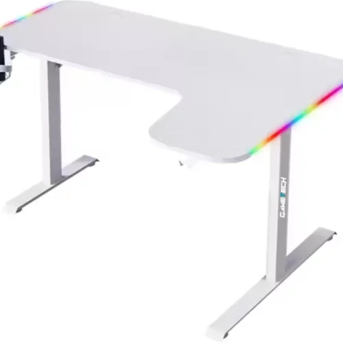 GameTech Gaming LED Study Table – White