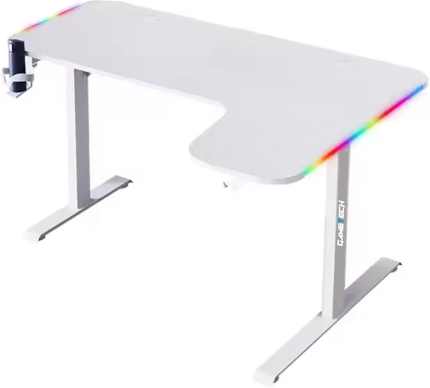 GameTech Gaming LED Study Table – White