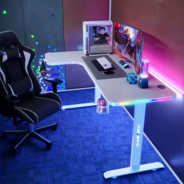 GameTech Gaming LED Study Table – White - Image 3