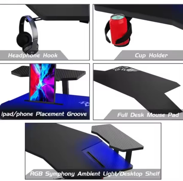 GameTech Gaming MT-Shape Study Table – Black - Image 4