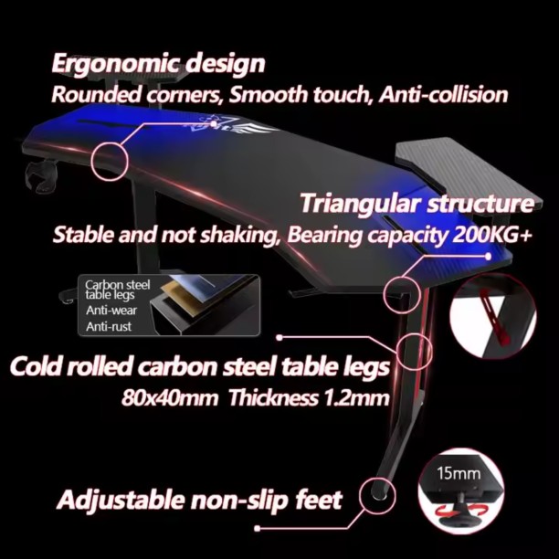 GameTech Gaming MT-Shape Study Table – Black - Image 5