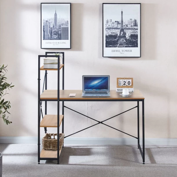 Deals online Computer Table Study Writing Desk Home Office Workstation with 4 Shelves Study Table 127 inch black 8 inch Pack Solid Wood Satinwood Study Table – Walnut - Image 2