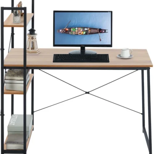 Deals online Computer Table Study Writing Desk Home Office Workstation with 4 Shelves Study Table 127 inch black 8 inch Pack Solid Wood Satinwood Study Table – Walnut