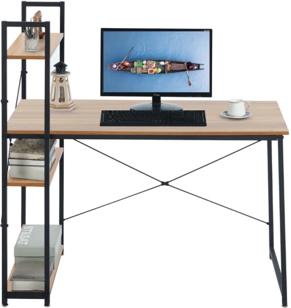 Deals online Computer Table Study Writing Desk Home Office Workstation with 4 Shelves Study Table 127 inch black 8 inch Pack Solid Wood Satinwood Study Table – Walnut