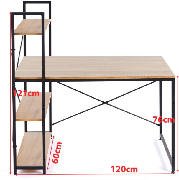 Deals online Computer Table Study Writing Desk Home Office Workstation with 4 Shelves Study Table 127 inch black 8 inch Pack Solid Wood Satinwood Study Table – Walnut - Image 5