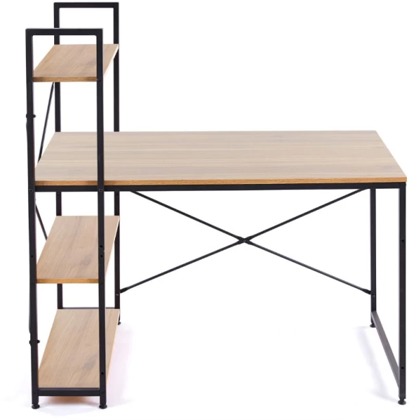 Deals online Computer Table Study Writing Desk Home Office Workstation with 4 Shelves Study Table 127 inch black 8 inch Pack Solid Wood Satinwood Study Table – Walnut - Image 4
